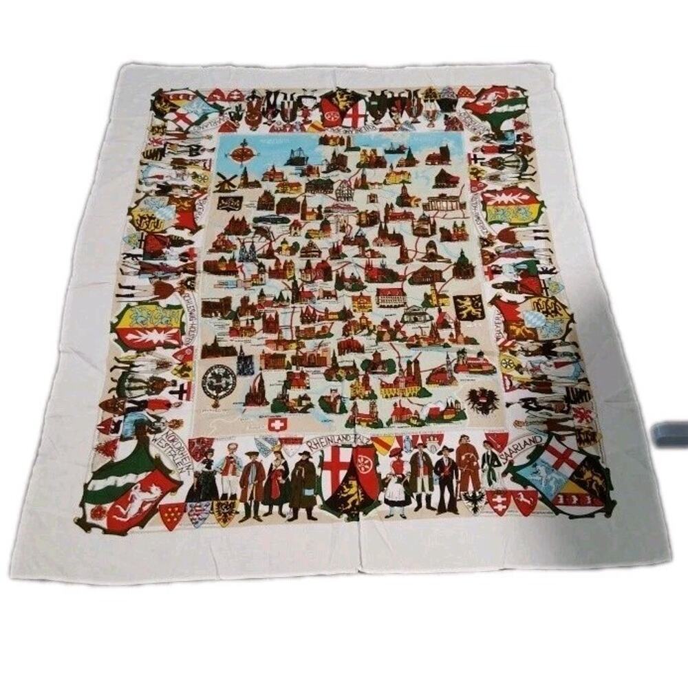 Vintage Tablecloth Linen/ Wall Art Map of Germany Regions and Shields